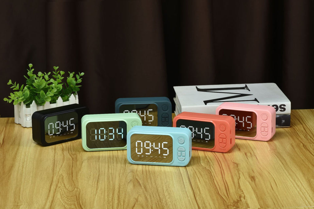 Alarm Clock Bluetooth Speaker Outdoor Portable Wireless Card Speaker Radio